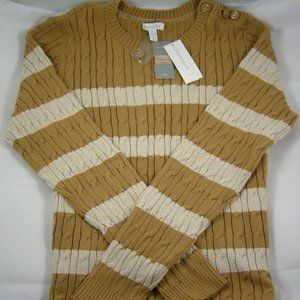 Charter Club Tan & Ivory Stripe Sweater